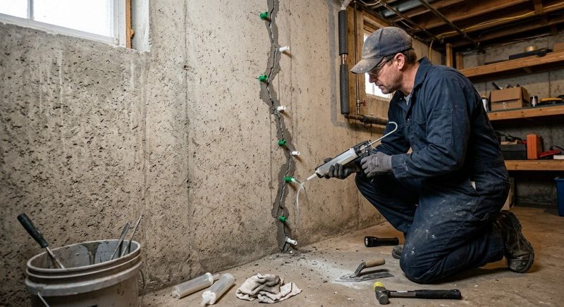 Cracked Basement Floor Repair in Union County, NC