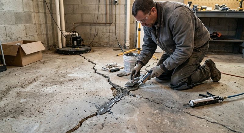 Cracked Basement Floor Repair in Union County, NC